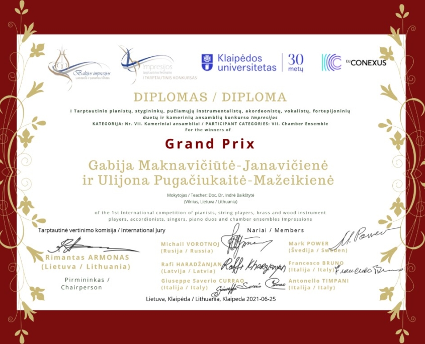 Pagrindinis GRAND PRIX: Gabija Maknavičiūtė-Janavičienė ir Ulijona Pugačiukaitė-Mažeikienė